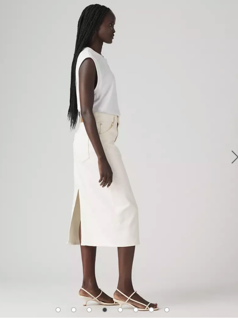 Levi’s High Rise Back Slit Denim Skirt White “Snowing in LA” Size 33 NWT 467 - Picture 4 of 7